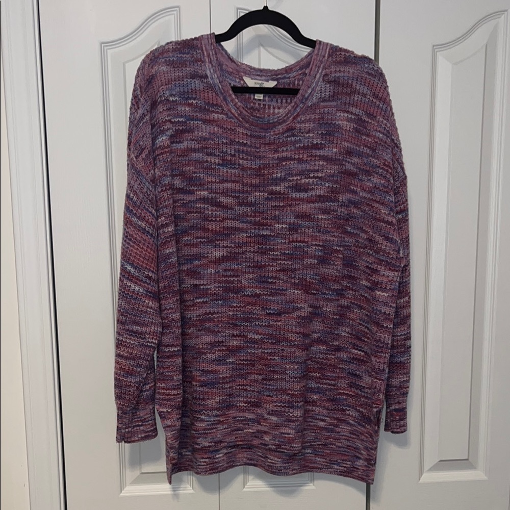 Terra & Sky Purple Crew Neck Sweater with Marled Texture